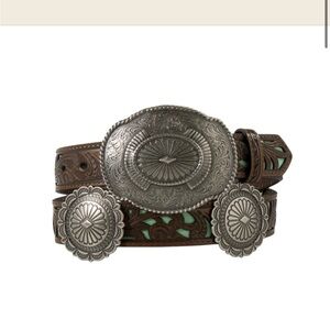 Ariat Ladies Floral Embossed Brown Leather Belt